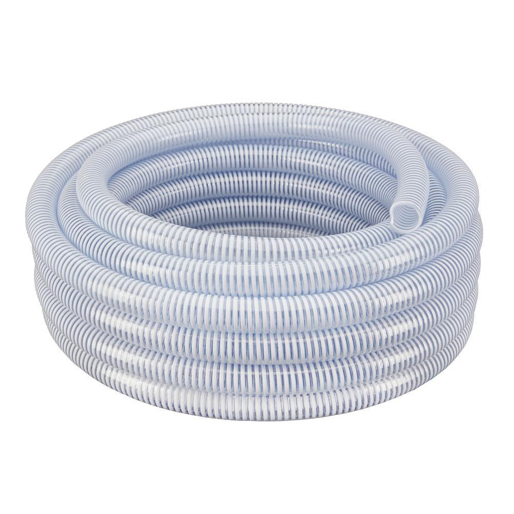 3/4 in. Dia x 100 ft. Clear Flexible PVC Suction and Discharge Hose with White Reinforced Helix