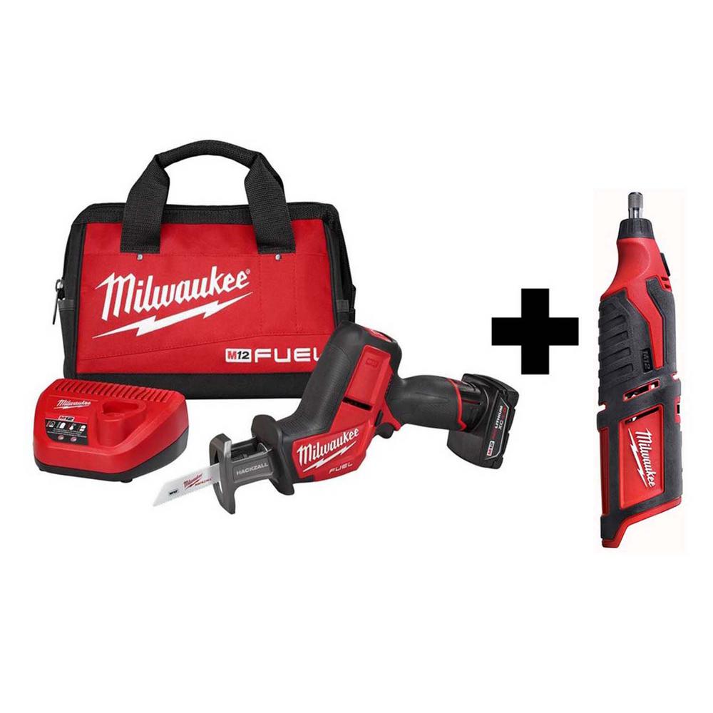 M12 FUEL 12-Volt Lithium-Ion Brushless Cordless HACKZALL Reciprocating Saw Kit with M12 Rotary Tool