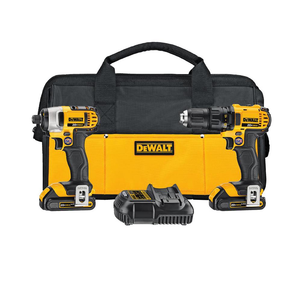 20-Volt MAX Lithium-Ion Cordless Drill/Impact Combo Kit (2-Tool) with 2 Batteries 1.5 Ah, Charger and Tool Bag