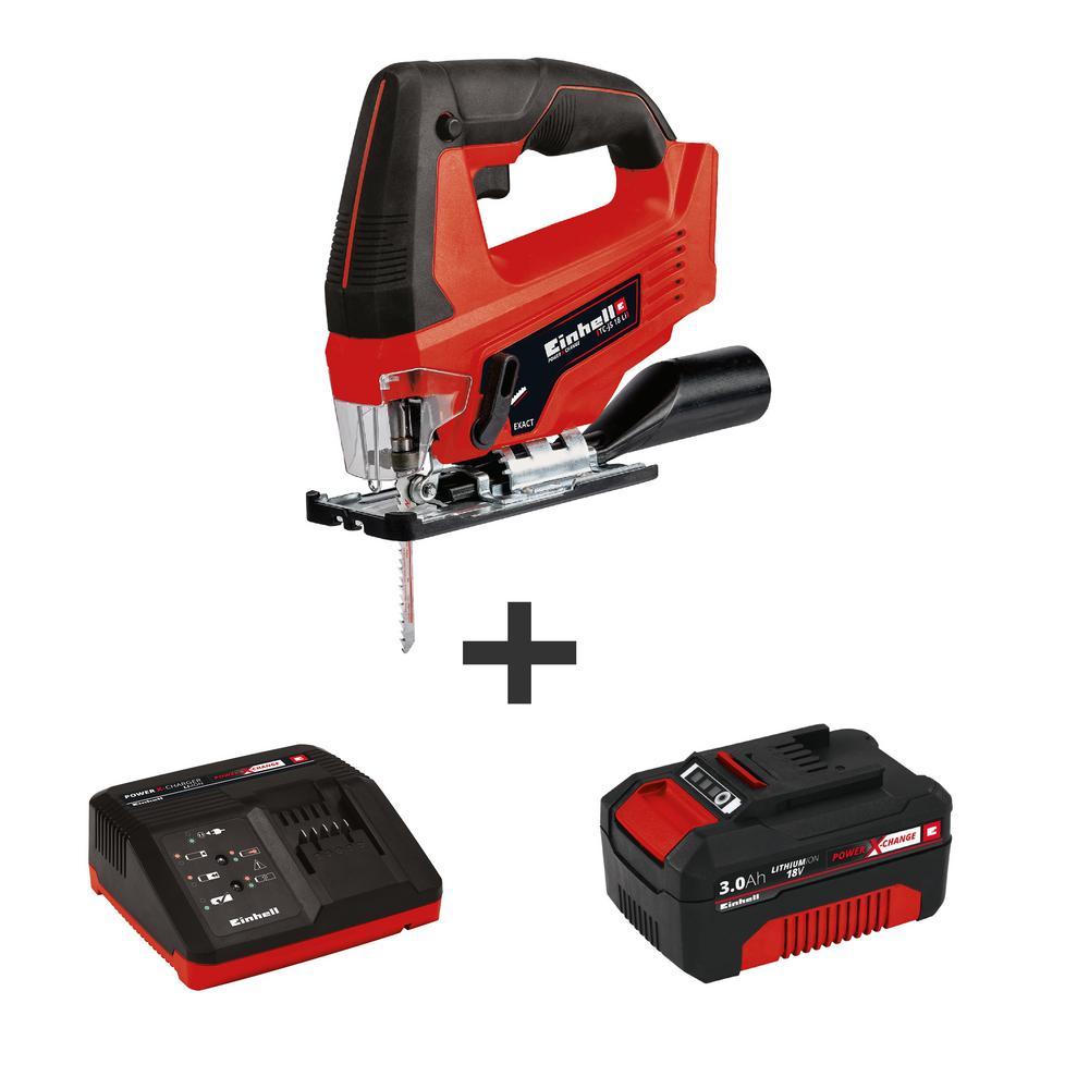 Einhell PXC 18-Volt 4/5 in. Stroke Length 2700 SPM Cordless Jig Saw Kit (with 3.0 Ah Battery Plus Fast Charger)