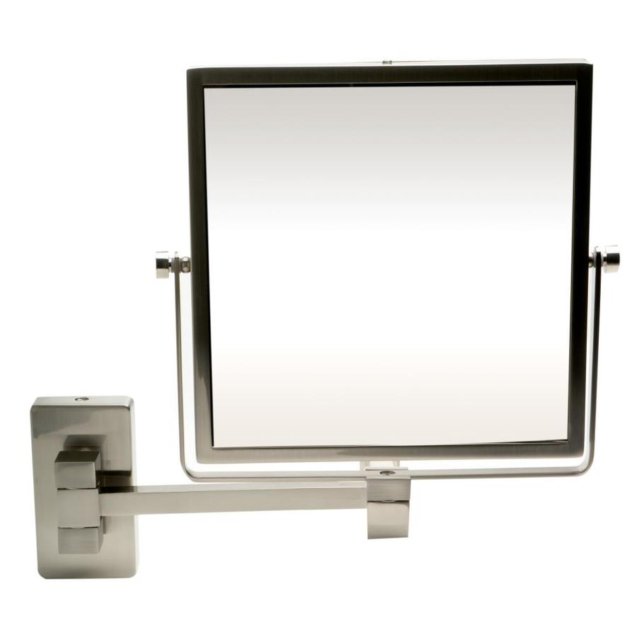 ALFI brand 8-in x 8-in Brushed Brass Double-Sided Magnifying Wall-Mounted Vanity Mirror