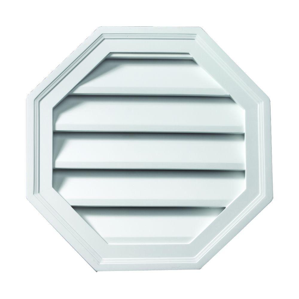 24 in. x 24 in. Octagon White Polyurethane Weather Resistant Gable Louver Vent