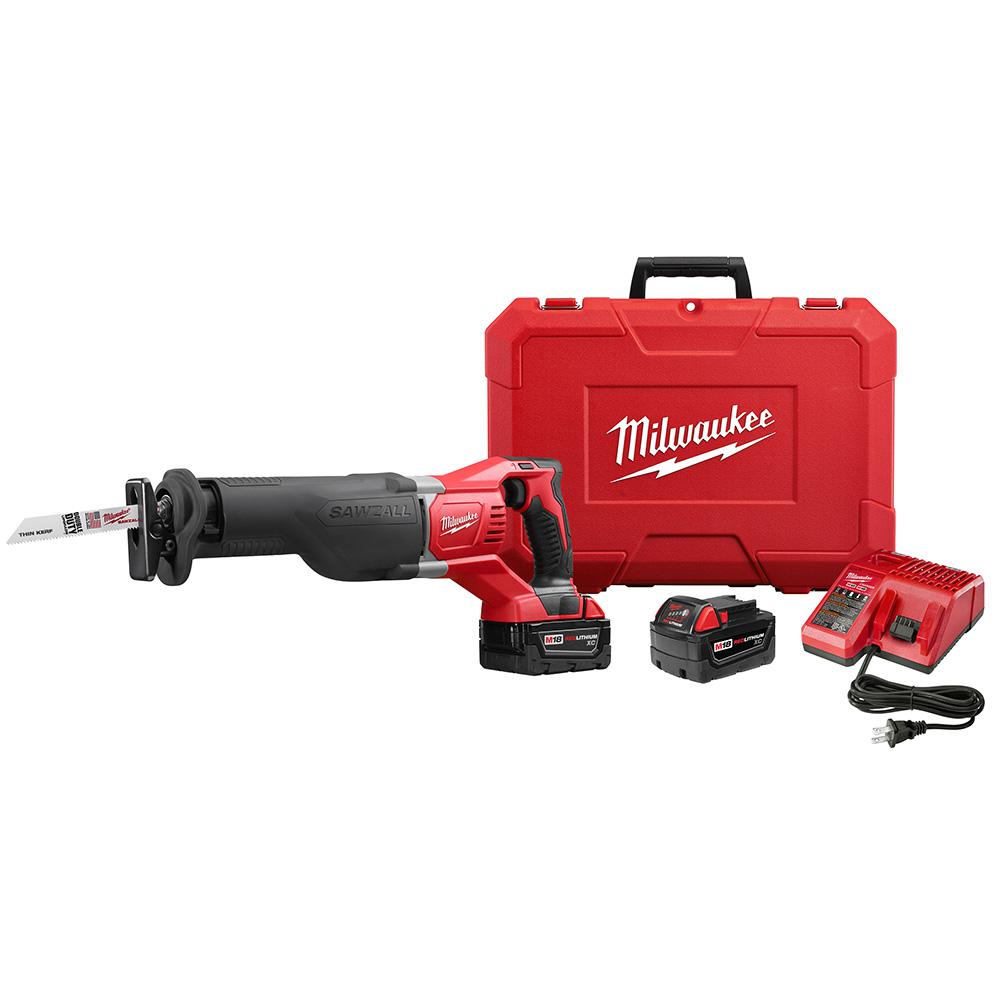 M18 18-Volt Lithium-Ion Cordless SAWZALL Reciprocating Saw W/(2) 3.0Ah Batteries, Charger, Hard Case