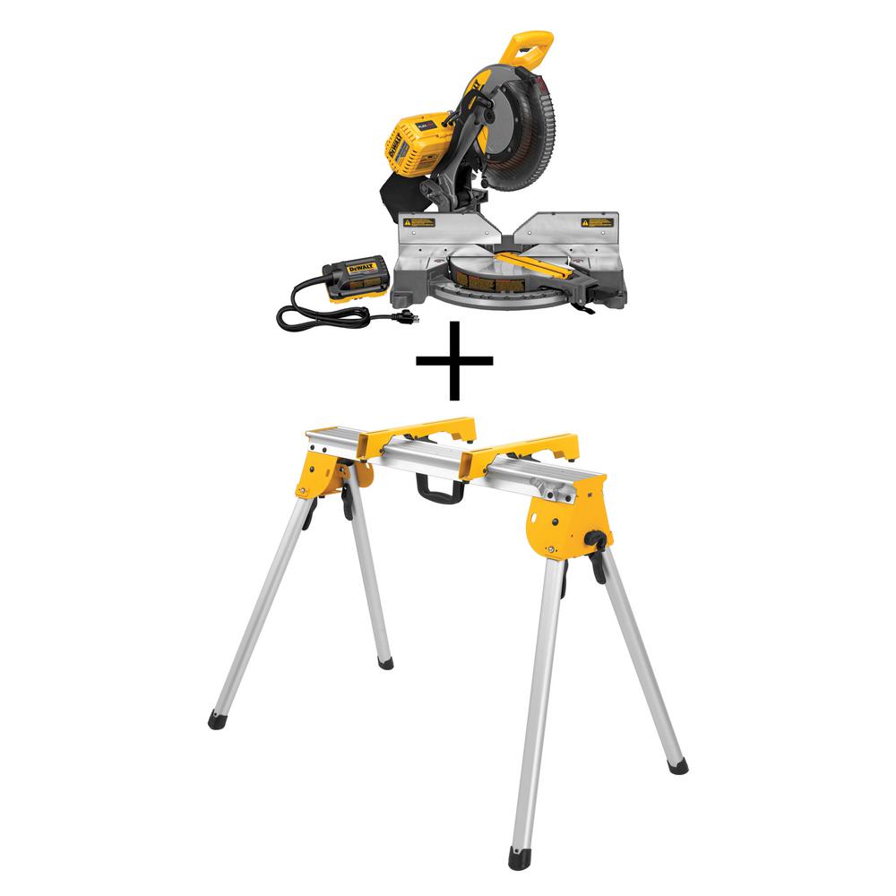 FLEXVOLT 120-Volt MAX Lithium-Ion Cordless Brushless 12 in. Miter Saw w/ AC Adapter (Tool-Only) and Bonus Stand