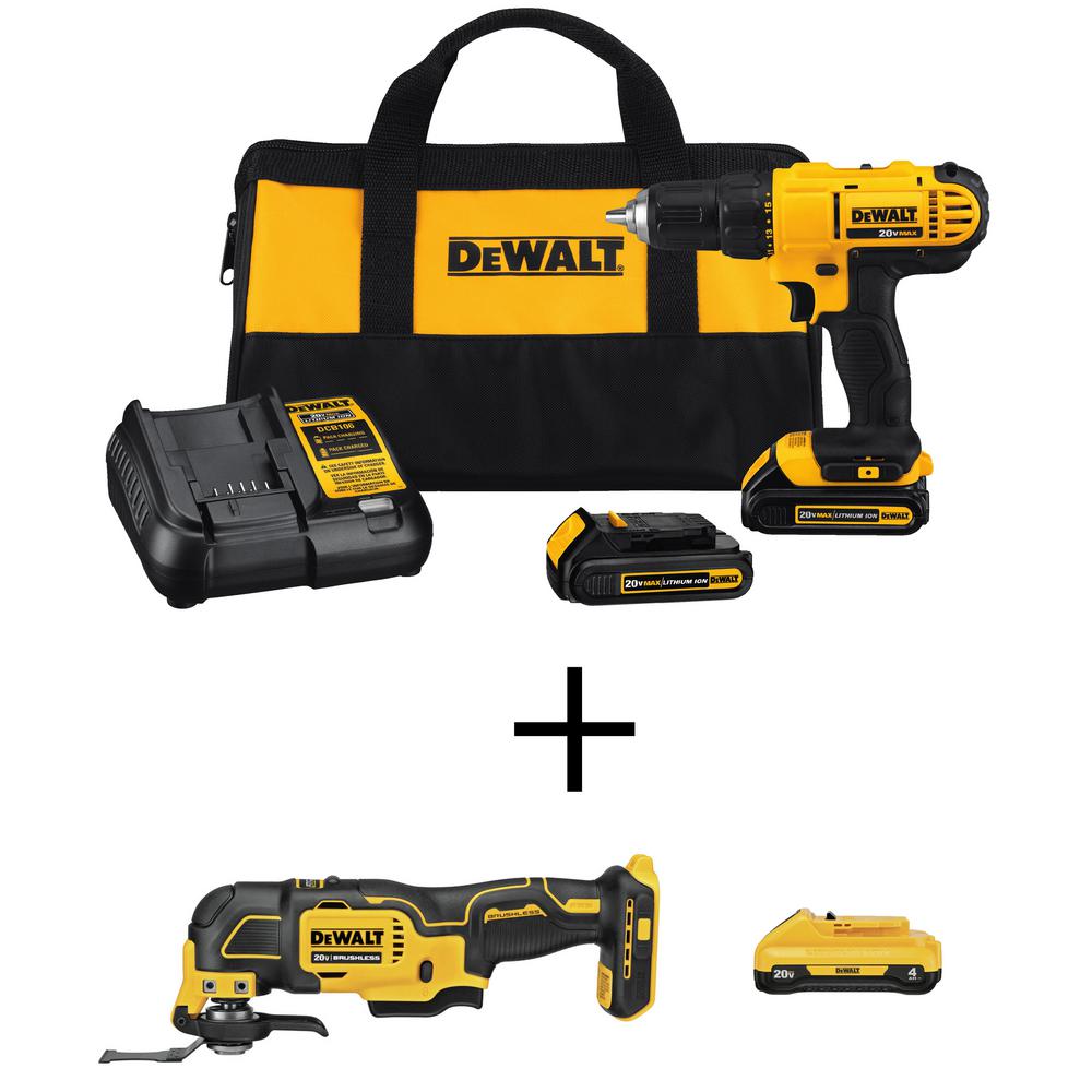 20-Volt Li-Ion Cordless 1/2 in. Drill/Driver Kit with Bare ATOMIC Cordless Oscillating Tool & 20-V Li-Ion 4 Ah Battery