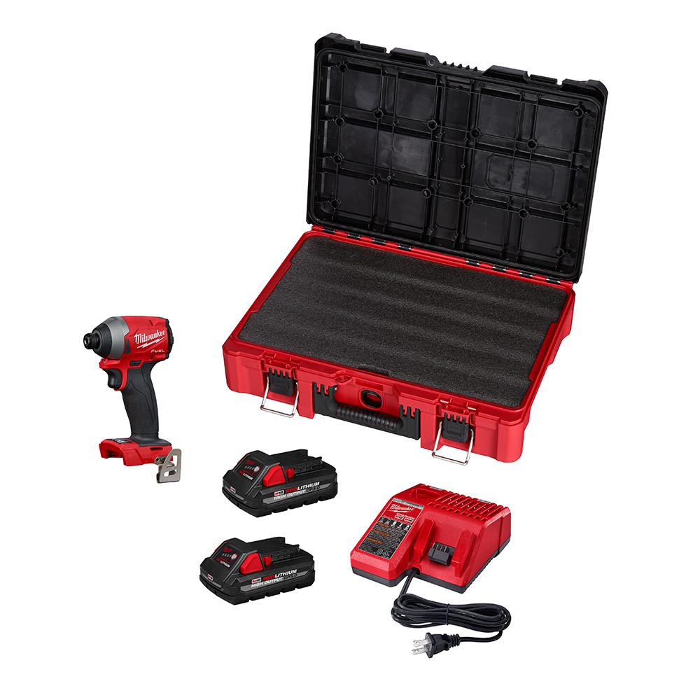 M18 FUEL 18-Volt Lithium-Ion Brushless Cordless 1/4 in. Hex Impact Driver Kit with Two 3.0 Ah Batteries and PACKOUT Case