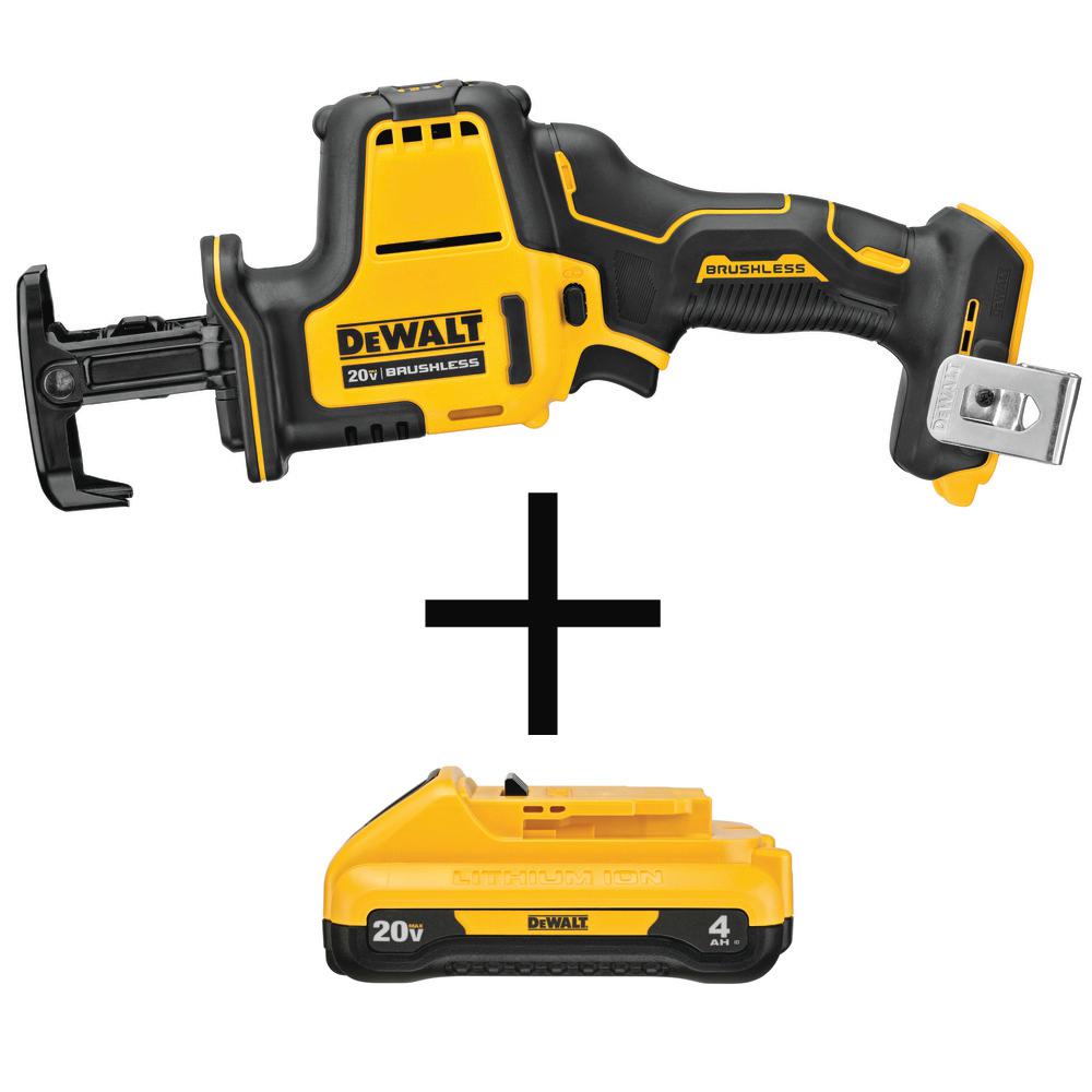 ATOMIC 20-Volt MAX Brushless Compact Reciprocating Saw (Tool-Only) with Bonus 20-Volt MAX Li-Ion 4.0 Ah Compact Battery