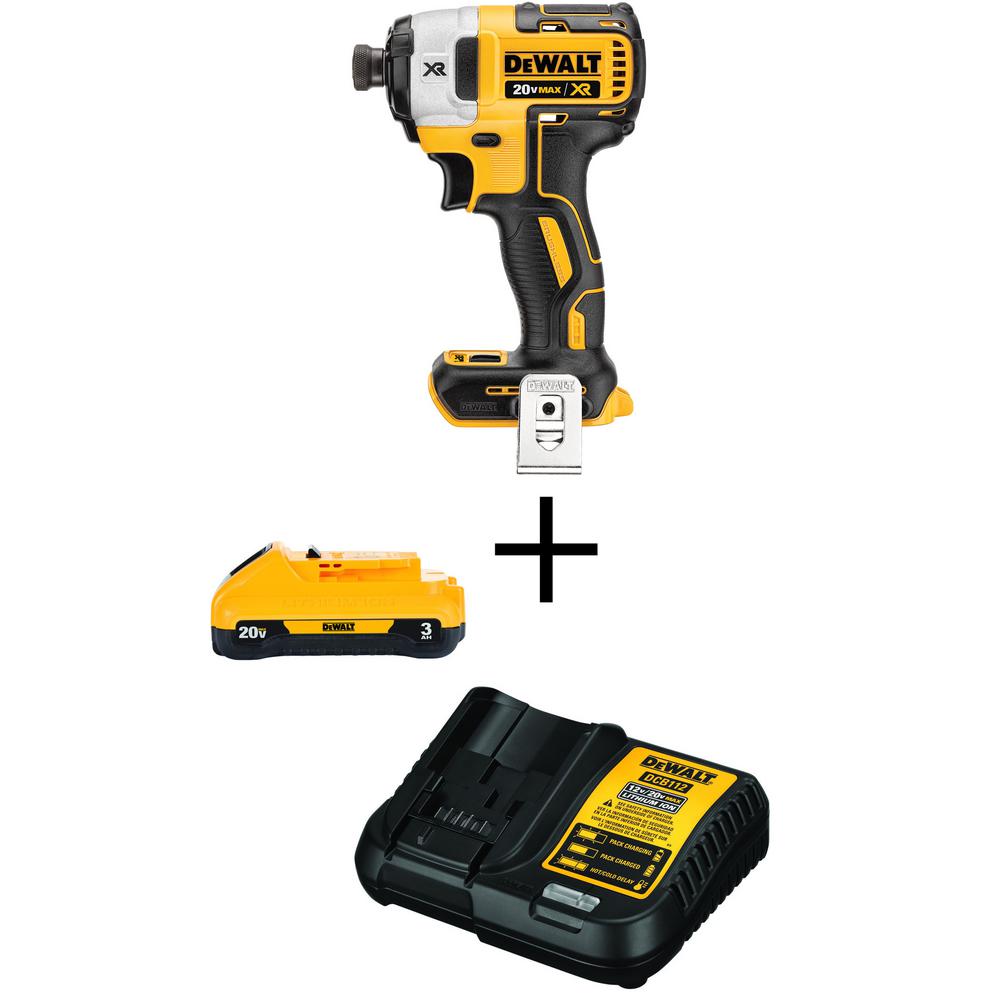 20-Volt MAX Li-Ion Cordless Brushless 1/4 in. Impact Driver (Tool-Only) with 20-Volt MAX 3.0Ah Battery and Charger