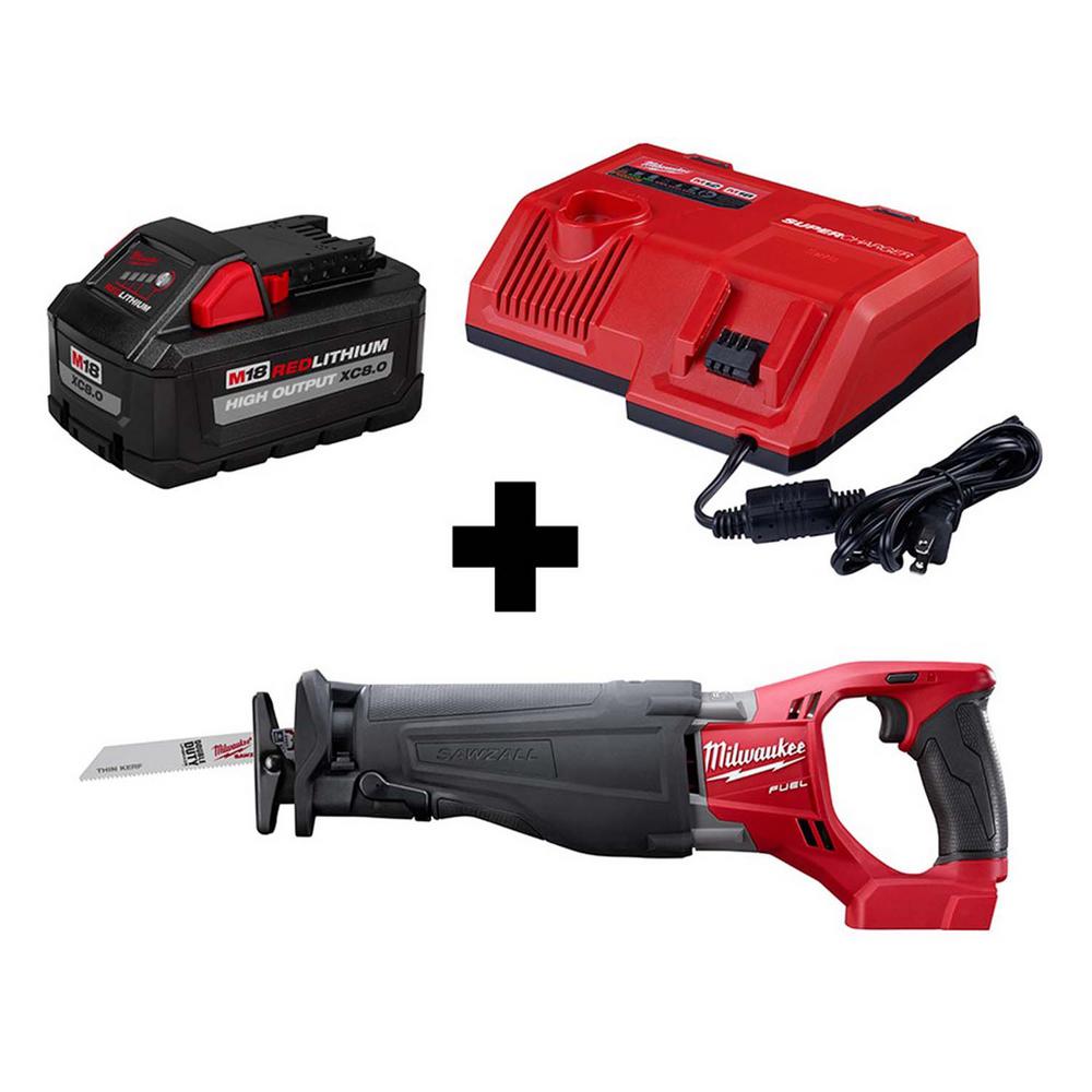 M18 FUEL 18-Volt Lithium-Ion Brushless Cordless SAWZALL Reciprocating Saw with Super Charger and 8.0 Ah Battery