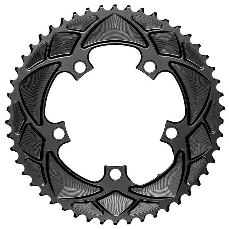 absoluteBLACK Premium Round 110 BCD Road Outer Chainring - 50t, 110 BCD, 5-Bolt, For 50/34 Combination, Black