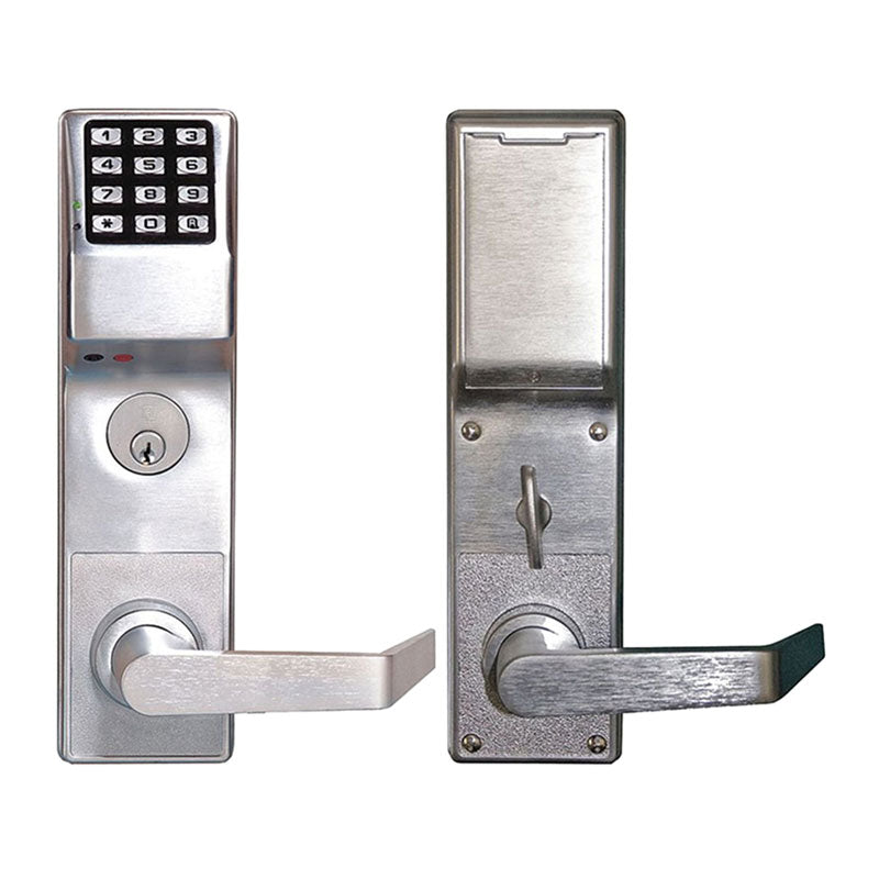 AlarmLock DL4500DBR-26D x US26D Pushbutton Mortise Lock with Deadbolt, 2000 Users, 40,000 Audit Trail, Weatherproof, Straight Lever, Right Hand, Satin Chrome