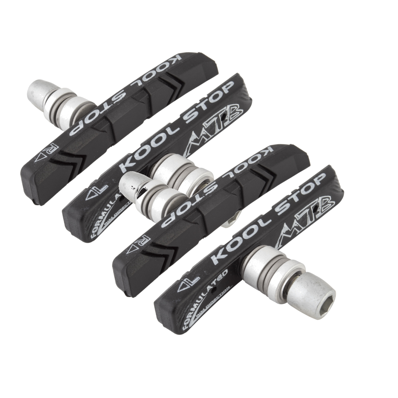 Pack of 2 Pairs, Kool-Stop Mountain V-Brake Pads Threaded Post for Linear Pull