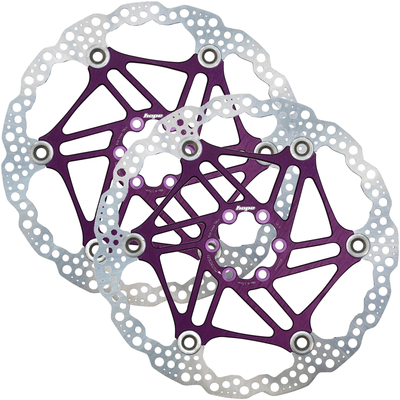 Pack of 2 Hope Floating Disc Brake Rotors, 200mm, 2 Piece, Purple