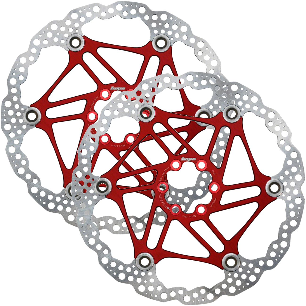 Pack of 2 Hope Floating Disc Brake Rotors, 200mm, 6-Bolt, Red