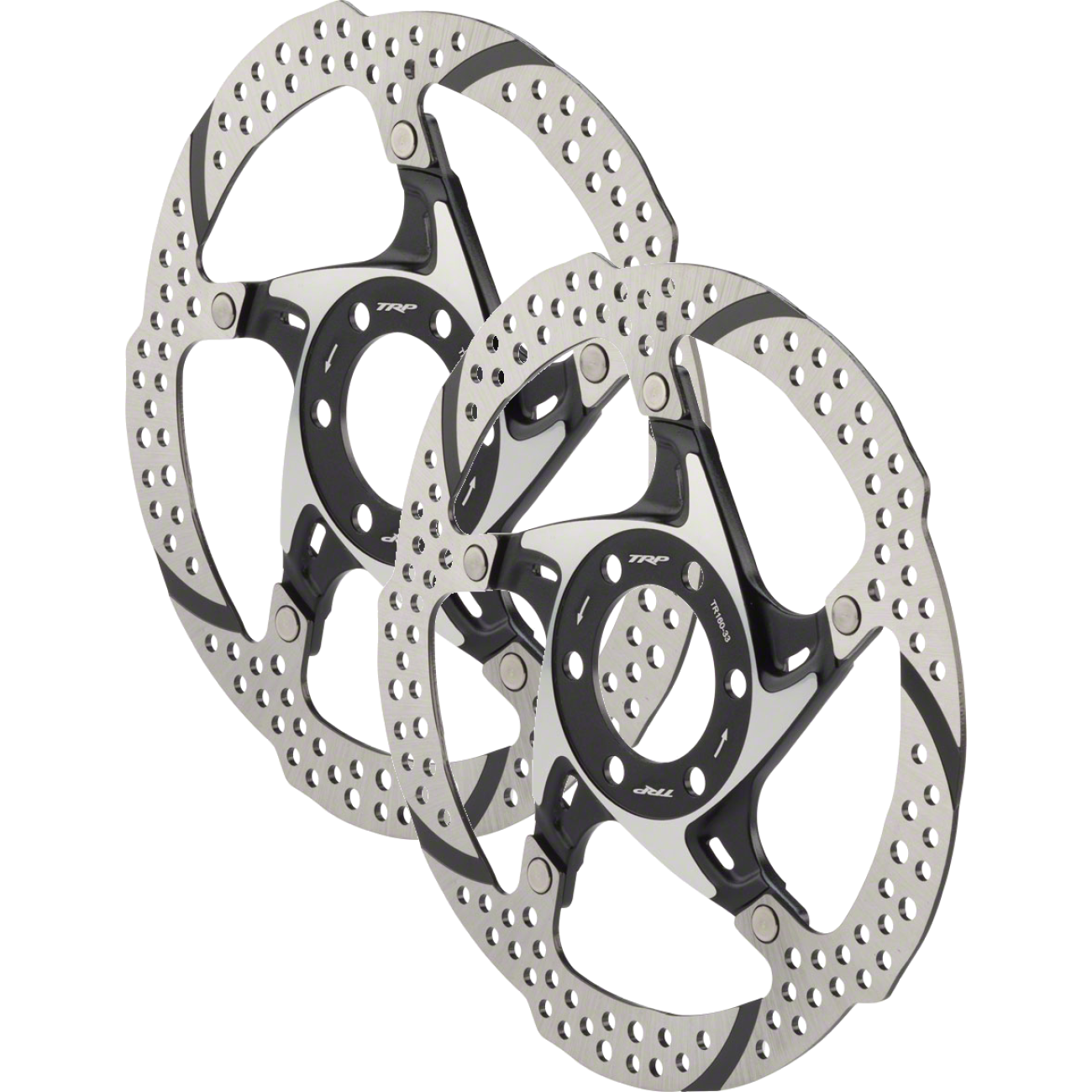 2 Pack TRP 33-203mm Heat Dispersion 6-Bolt Disc Brake Rotor: 2pc Silver & Black