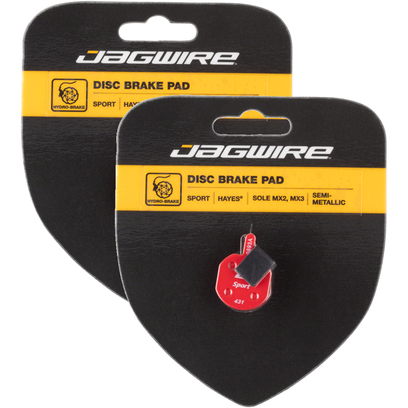 2 Pack Jagwire Mountain Sport Semi-Metallic Disc Brake Pads | Hayes CX, MX, Sole