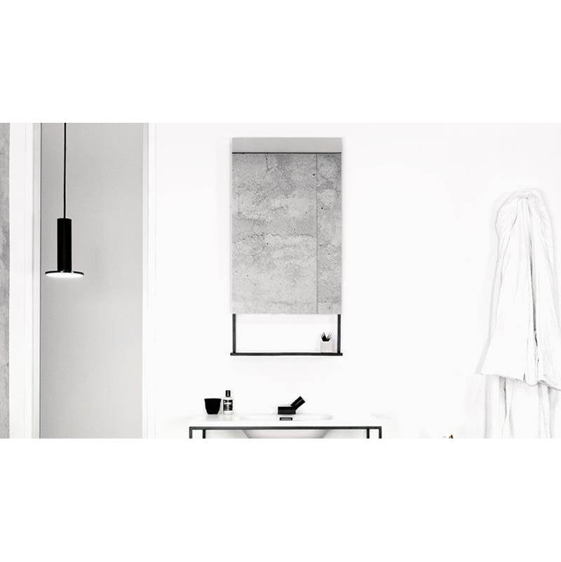 Wet Style C219MRMB-11 Furniture C2 -Mirror - Stainless Steel - 19 - Black Matte Finish - Natural Walnut Shelf