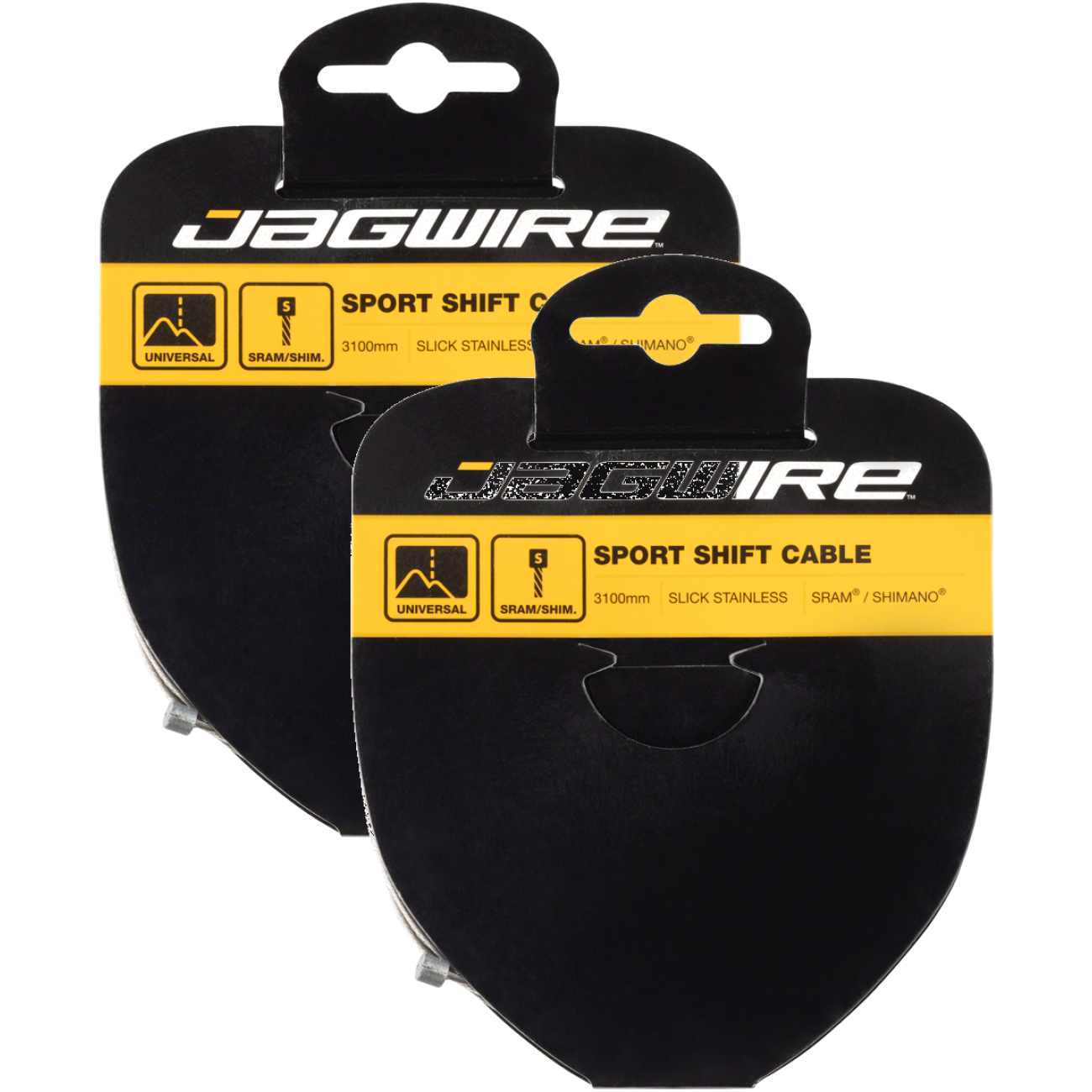Pack of 2 Jagwire Sport Shift Cable 1.1x 3100mm, Stainless, SRAM/Shimano Tandem