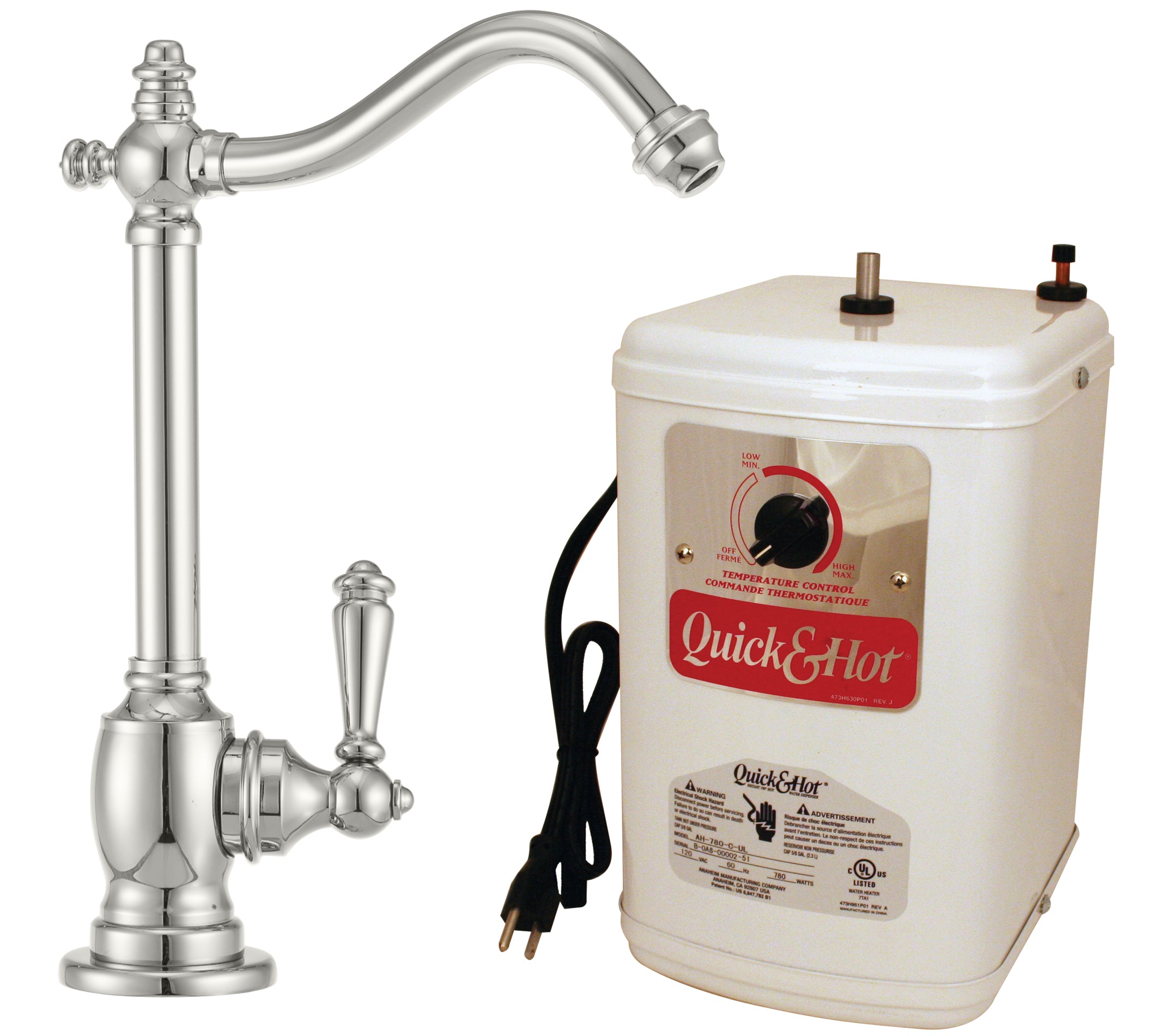 Westbrass D204HFP Victorian 1-Handle Hot Water Dispenser Faucet with Instant Hot Tank