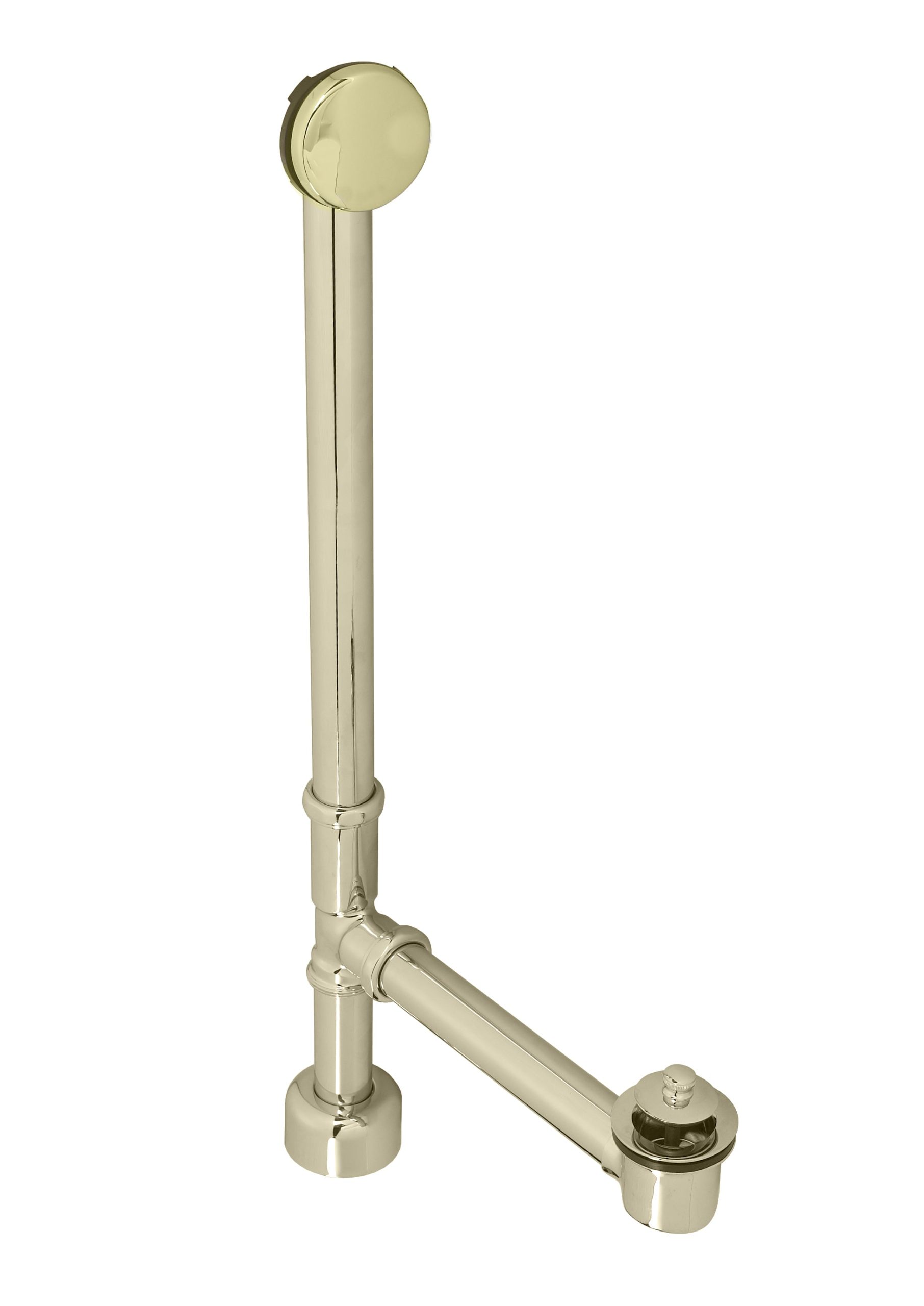 Westbrass D3221HK Illusionary No-Hole Overflow with Twist and Close Bath Waste - 22 in. Make-Up, 17 Ga. Tubing