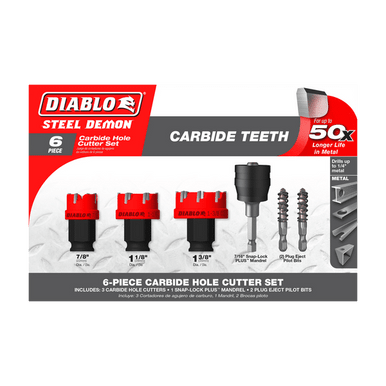 Diablo DHS06CFS 6 pc Steel Demon Carbide Teeth Hole Cutter Set