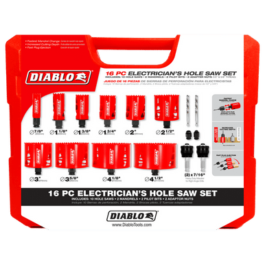 Diablo DHS16SEL 16 pc Electrician's Bi-Metal Hole Saw Set