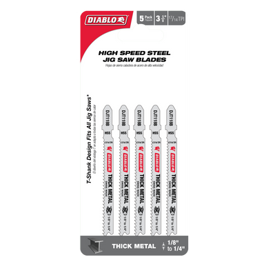 Freud Diablo 3-5/8 in. 17/14 TPI High Speed Steel T-Shank Jig Saw Blades for Thick Metal DJT118B5