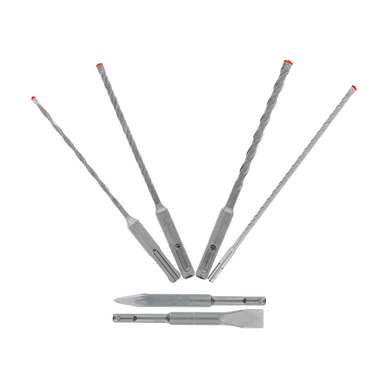 Freud Diablo 6pc SDS-Plus Rebar Demon 4-Cutter Full Carbide Head Hammer Drill Bit & Chisel Set DMAPL9930-S6