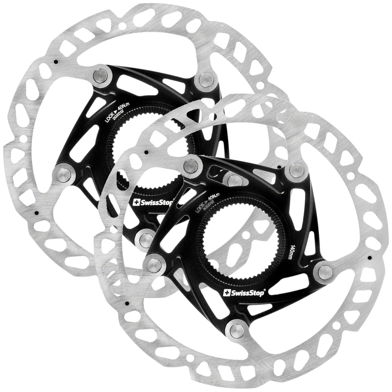 Pack of 2 SwissStop Catalyst Race Disc Rotor - 140mm, CenterLock, Silver/Black