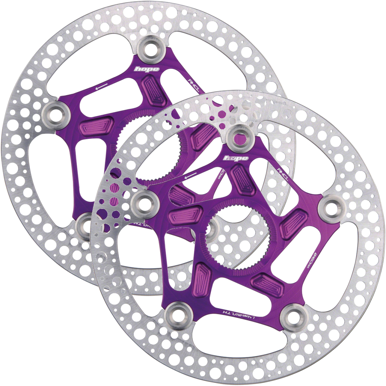 Pack of 2 Hope RX Disc Rotor - 140mm, Center-Lock, Purple