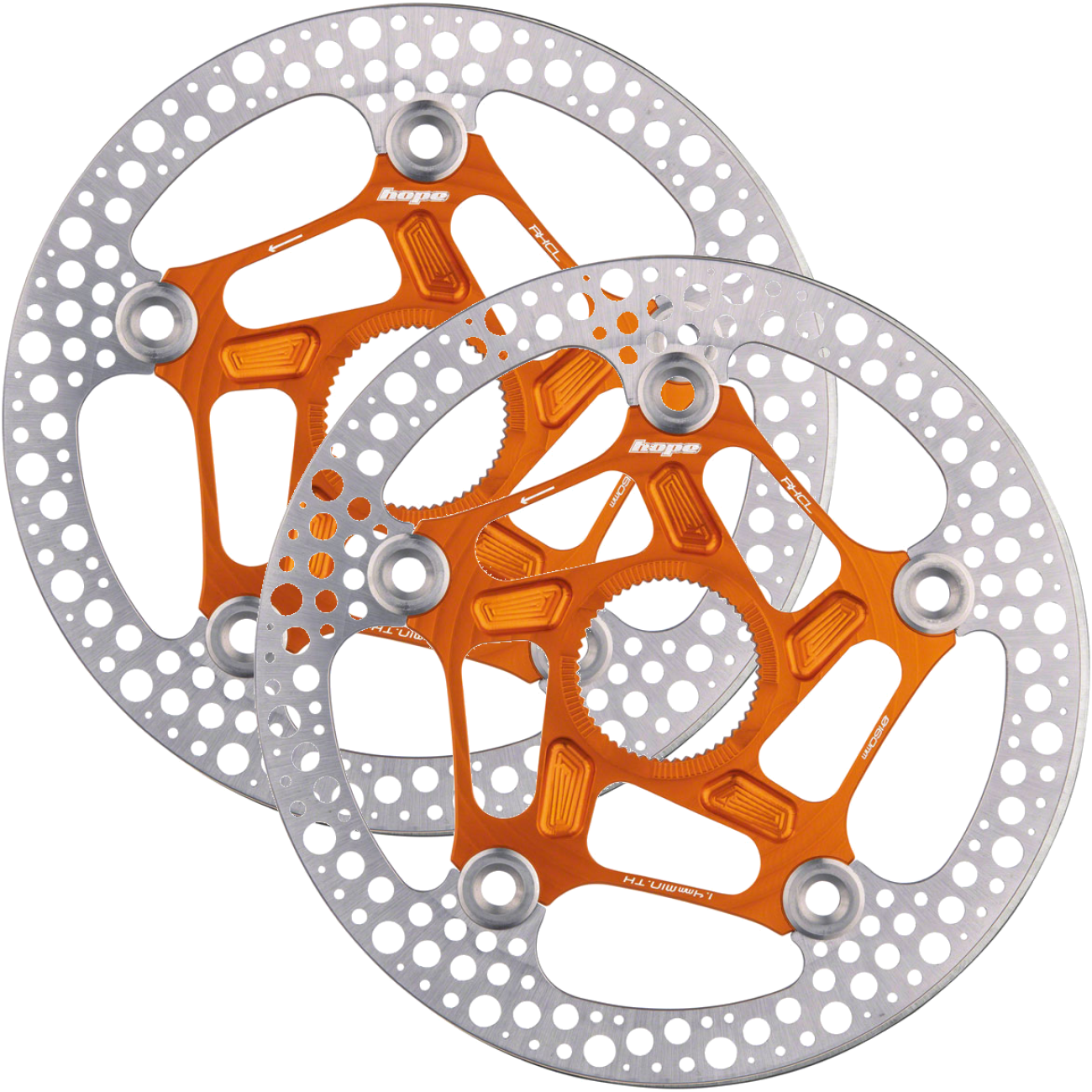 Pack of 2 Hope RX Disc Rotor - 160mm, Center-Lock, Orange