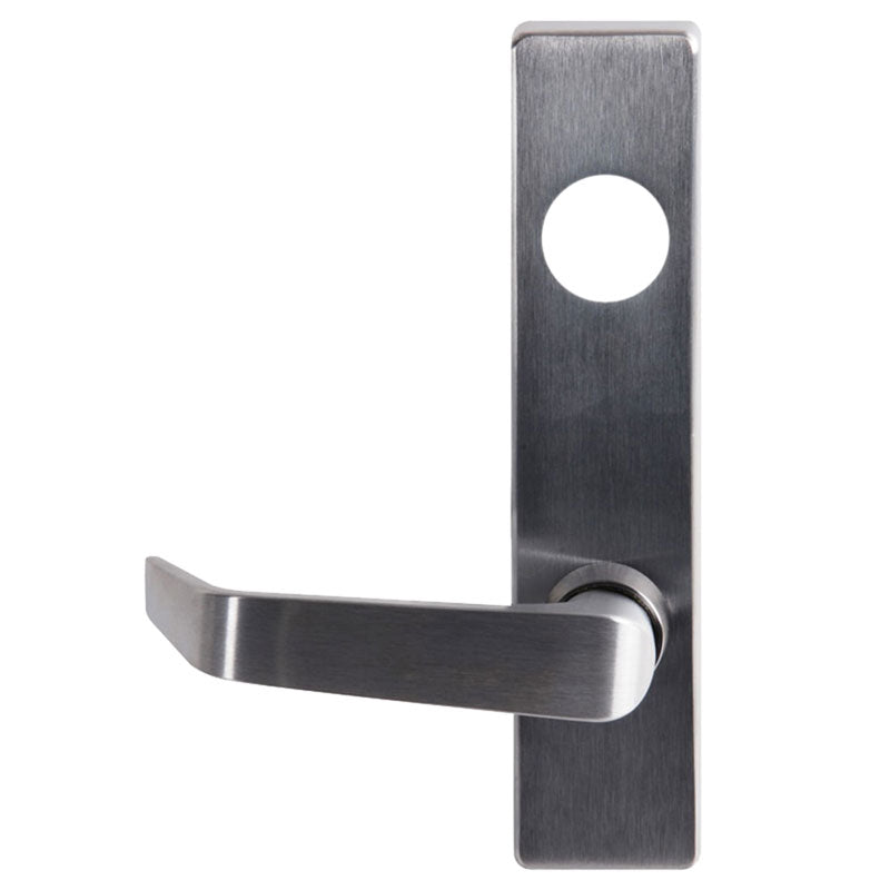 Detex 08DNS LHR 626 Exit Device Trim, DN Lever Trim with Cylinder Hole, Left Hand Reverse, for 40/50/51 Series Devices, S Lever Style, Satin Chrome