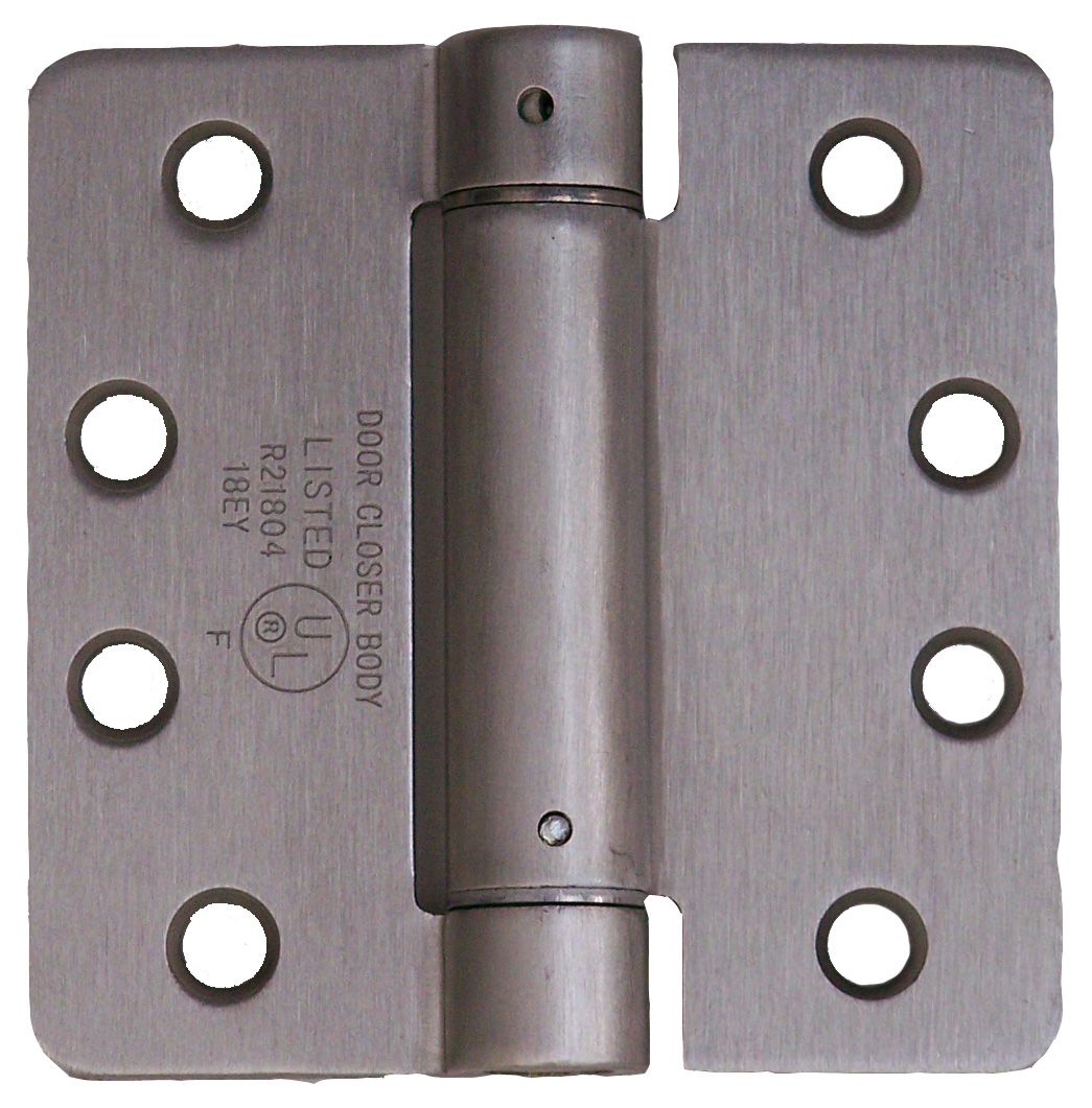 Pamex H44S10SN 4" x 4" 1/4" Radius Corner UL Listed Spring Hinge Satin Nickel Finish