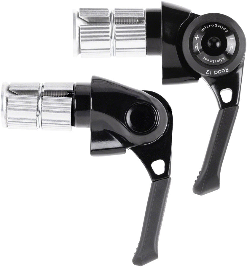 microSHIFT BS-A12 Bar End Road Shifter Set - 2x 12-Speed, Shimano 12-Speed Road Compatible, Black