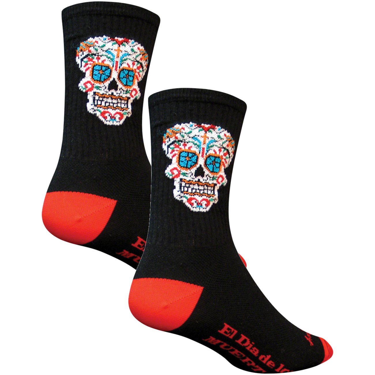 2 Pack SockGuy Crew El Dia De Los Muertos Socks 6 inch Black Small Medium Unisex