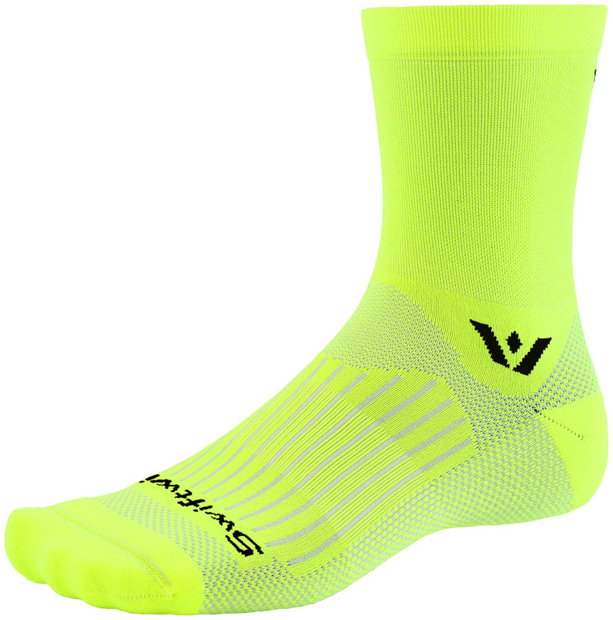 Swiftwick Aspire Mid-Crew Socks - 5", Hi-Viz Yellow, X-Large
