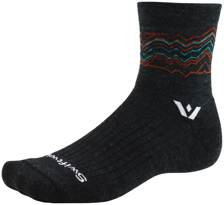 Swiftwick Pursuit Crew Socks - 6", Coal Orange, X-Large