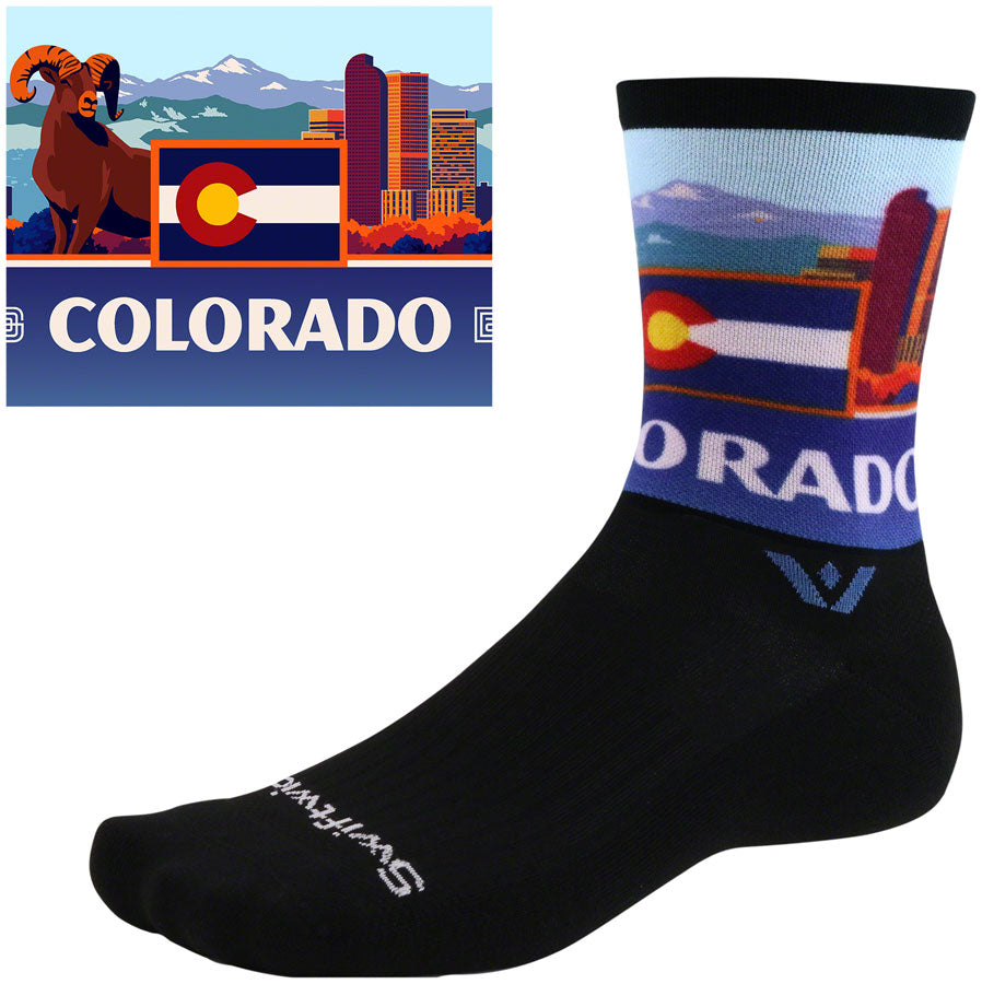 Swiftwick Vision Impression National Park Crew Socks - 6", Colorado, Medium