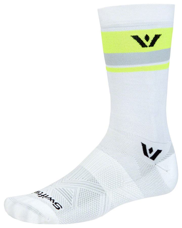SwiftWick Aspire Crew Socks - White/Hi-Viz, Small
