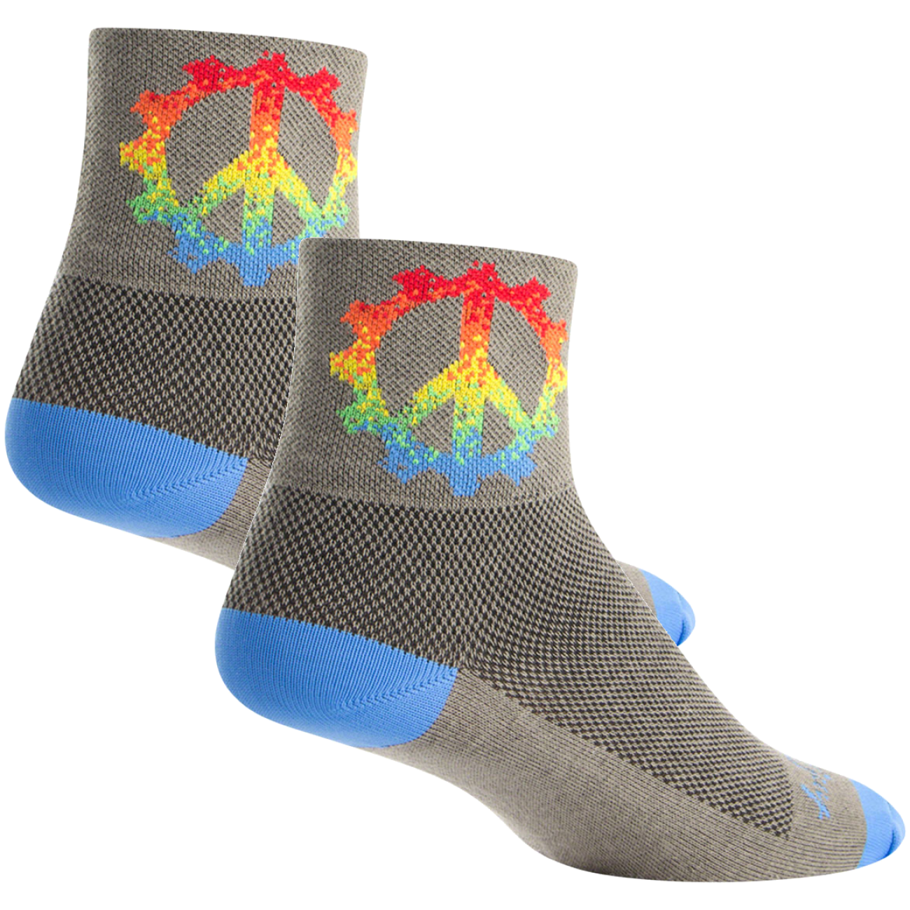 Pack of 2 SockGuy Classic Peace Ring Socks - 3 inch, Gray, Large/X-Large