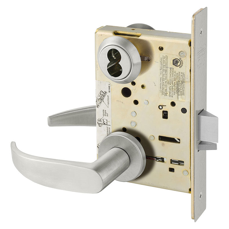 Sargent 70-8204-LNP Storeroom or Closet Mortise Lock, SFIC Prep Less Core, LN Rose, P Lever