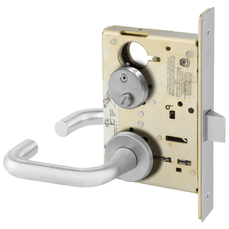 Sargent 8265-LNJ Privacy Bedroom or Bath Mortise Lock, J - Lever, LN - Rose, Field Reversible, Grade 1