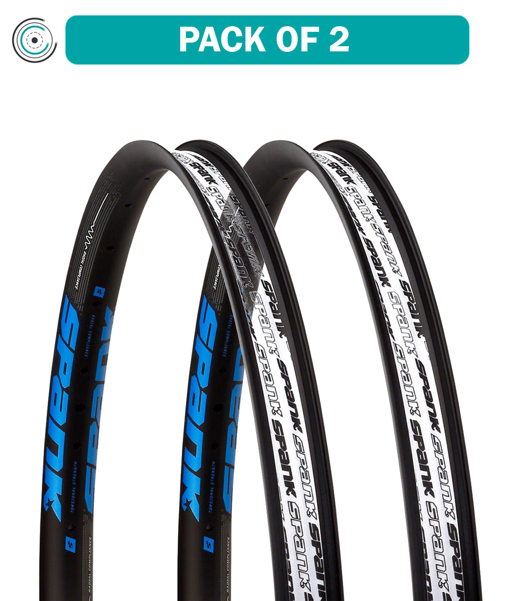 Pack of 2 Spank 350 Tubeless Mountain Bike Rim, 27.5" Disc Only, Black/Blue 32H