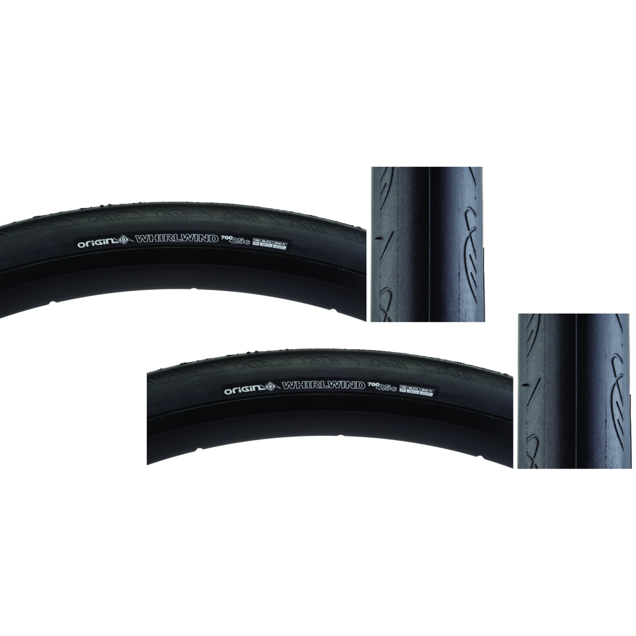 2 Pack Origin8 Whirlwind Tire Folding Kevlar Belted 120TPI Black 700 x 25 590661