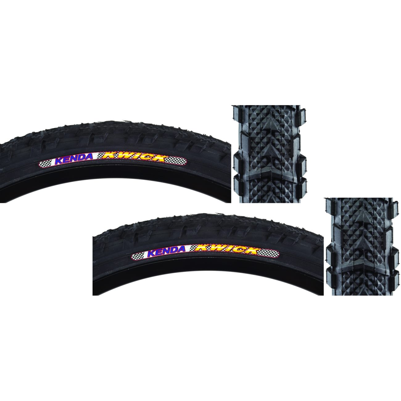 Pack of 2 Kenda Kwick 24x1.95 Clincher Wire TPI 65 Blk/Bsk Reflective Road Tire 1245187920