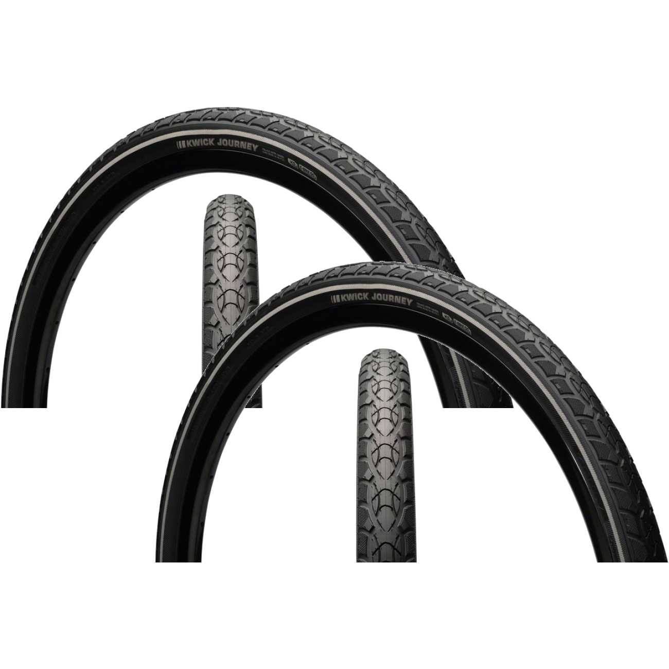 Pack of 2 Kenda Kwick Journey Tire 26 x 1.5 Clincher Wire Black/Reflective 90014325