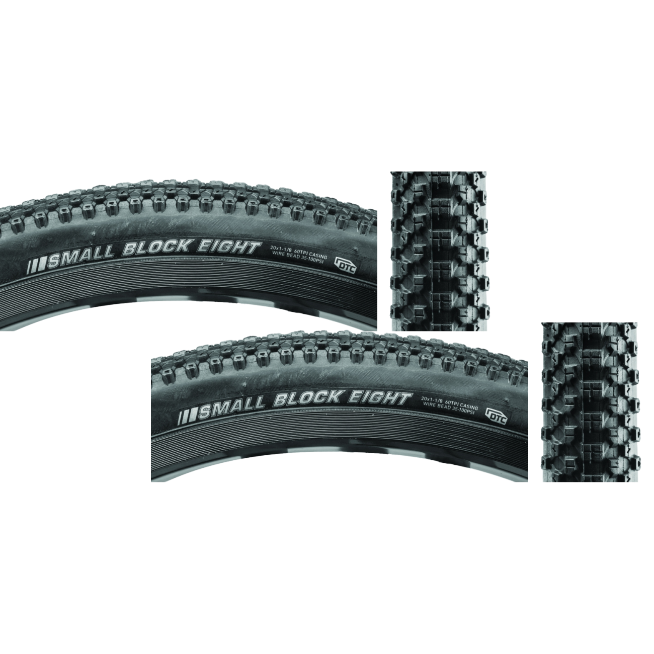 Pack of 2 Kenda Small Block 8 Sport 20x11/8 Clincher Wire TPI 100 Bk/Bsk BMX 212520