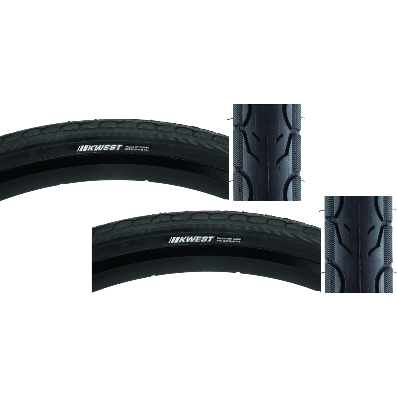 Kenda Gravel Tire Pack of 2 Kwest 700 x 35 Clincher Wire TPI 85 Blck/Bsk Reflective BMX Bike 01286819359