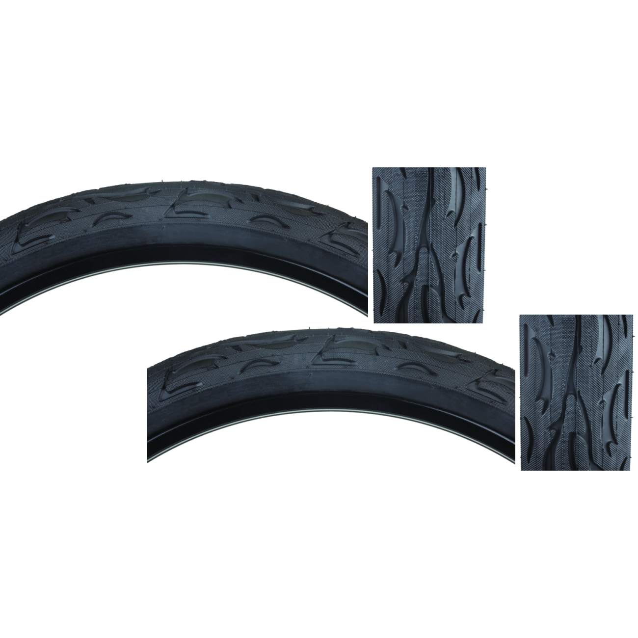 Pack of 2 Sunlite Cruiser Flame 24x3.0 Clincher Wire Black/Black Reflective