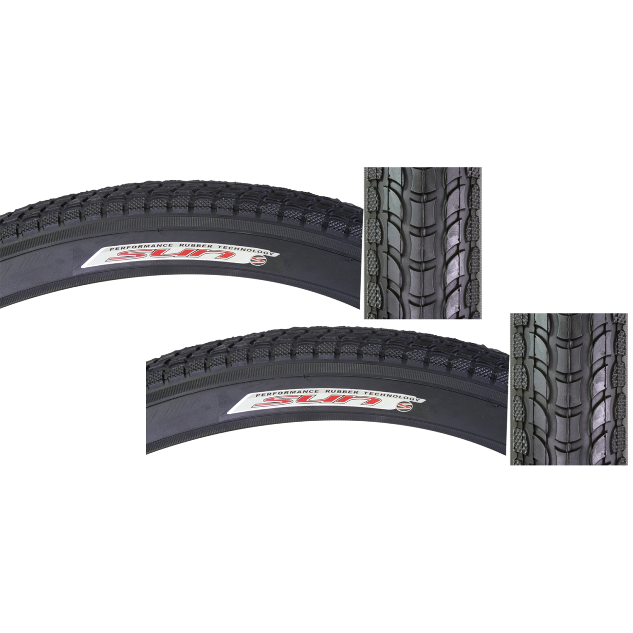 Pack of 2 Sunlite Cruiser Sun 24x2.125 Clincher Wire 40 Black/Black Reflective